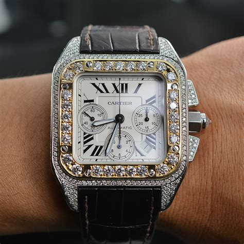 cartier santos vintage gold|cartier santos 100 diamond.